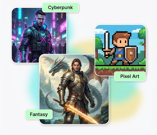 Multiple custom avatar styles preview
