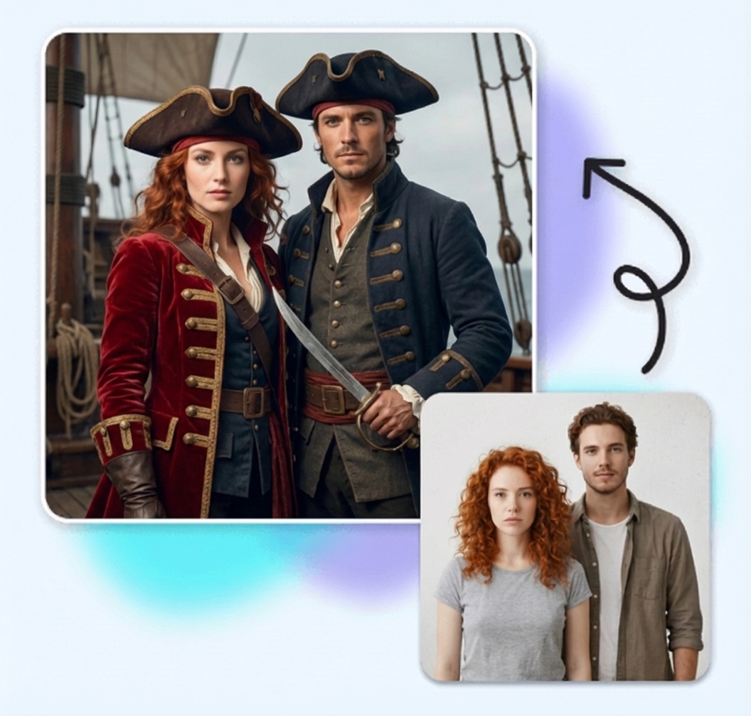 Couple faces swapped for a fun social media photo