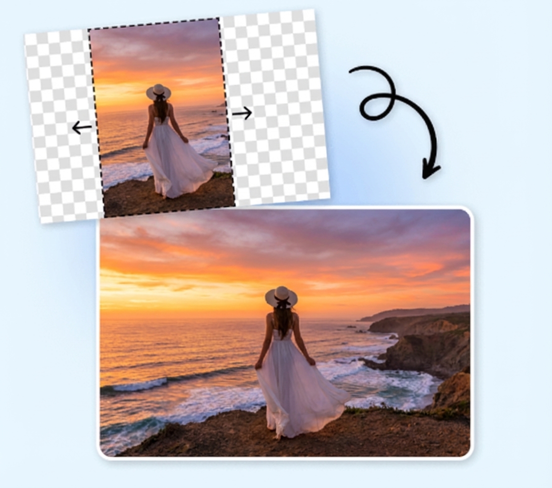 Example of high-precision AI image expansion