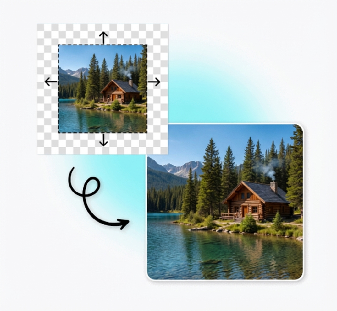 Image showing restored cropped areas with AI expansion