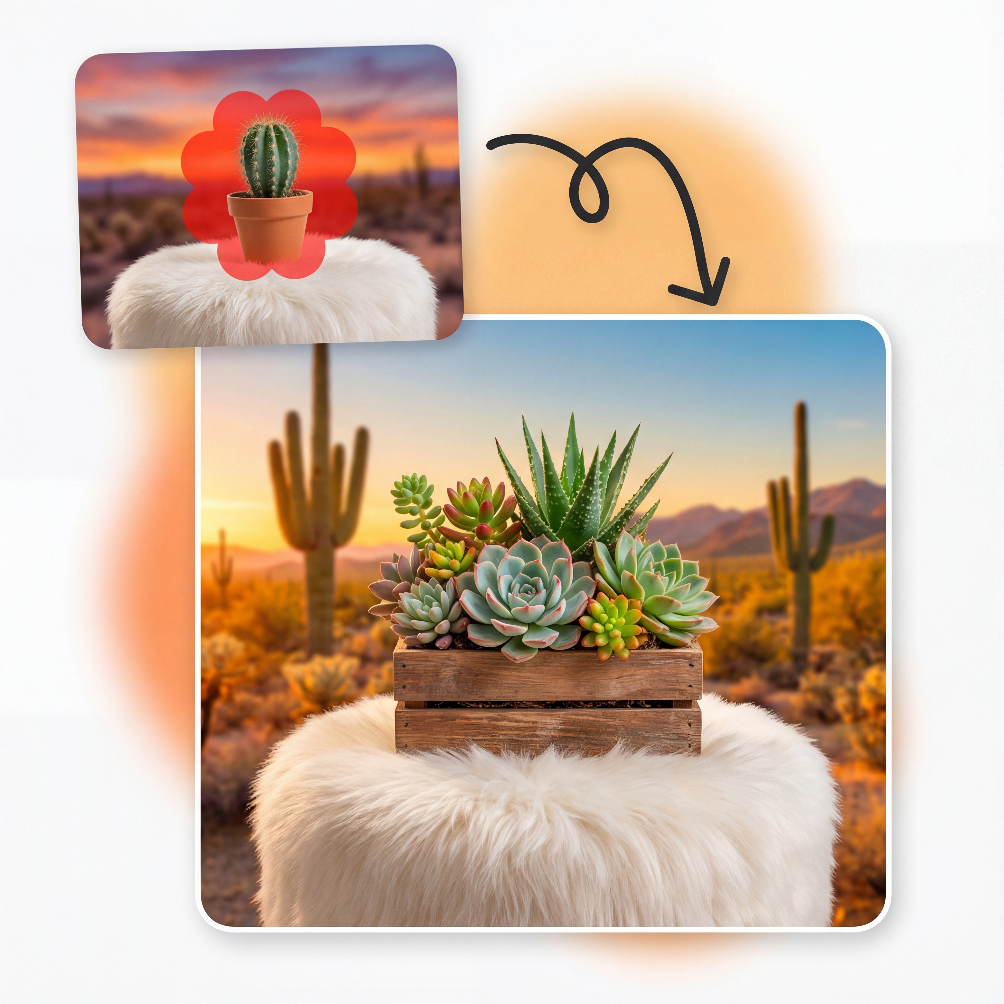 Scene updated with new objects that match lighting and color