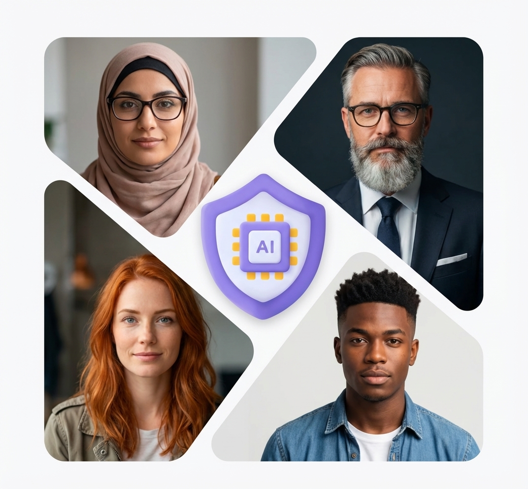 Multiple AI-generated professional portraits