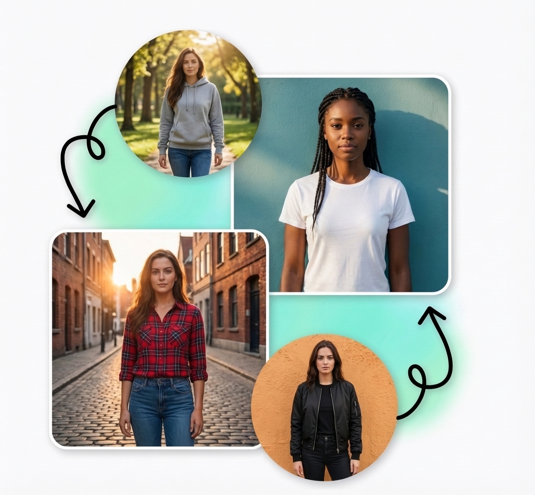 Before and after virtual clothes changing example