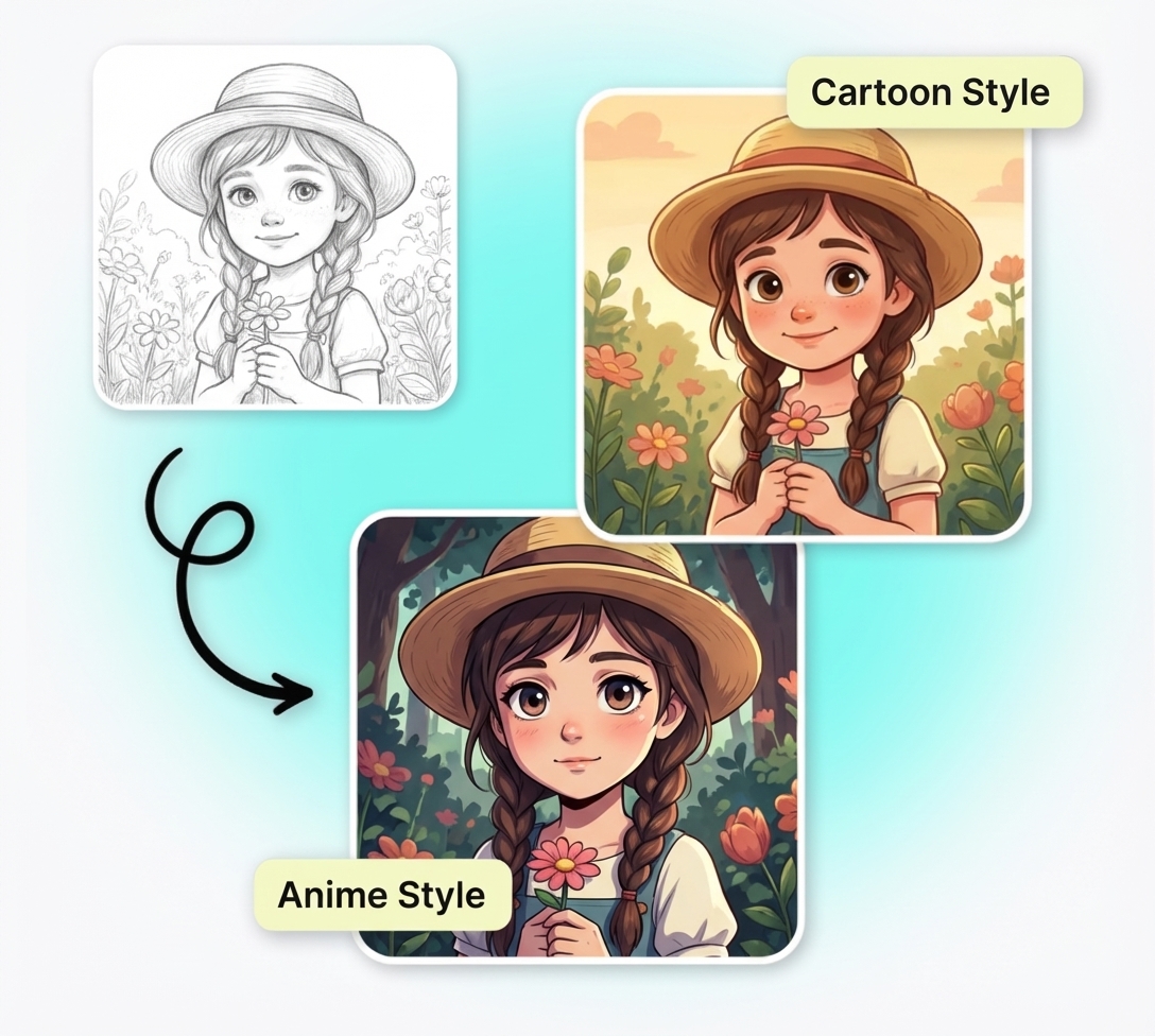 Multiple artistic styles generated from a single sketch